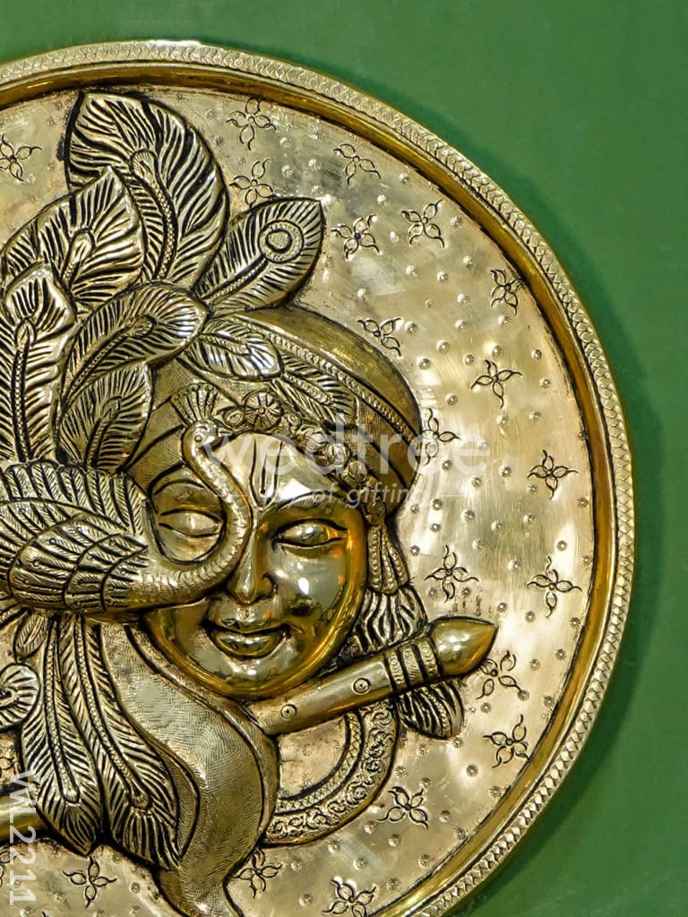 Brass Krishna Wall Hanging - WL2211
