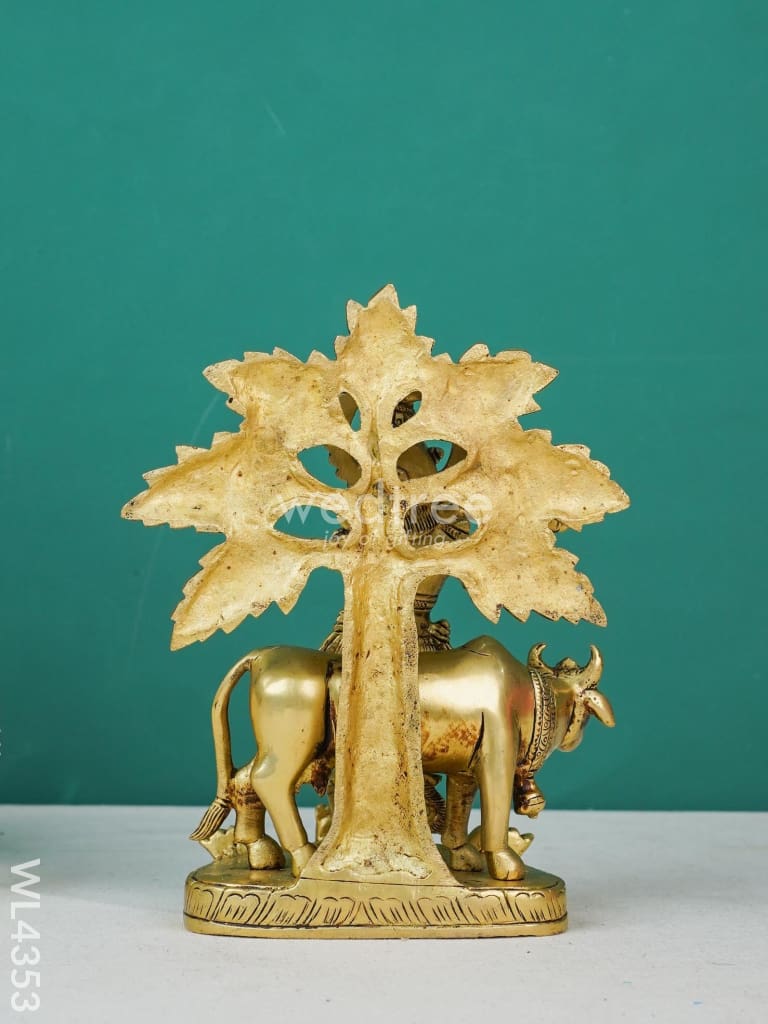 Brass Krishna with Cow & Tree - WL4353