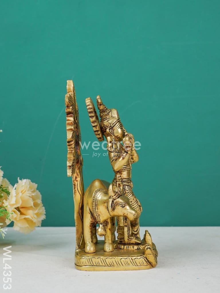 Brass Krishna with Cow & Tree - WL4353