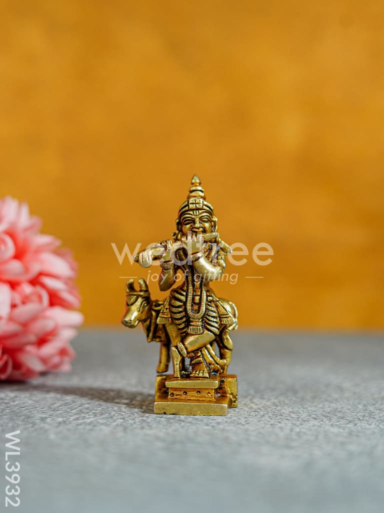 Brass Krishna with Cow - WL3932