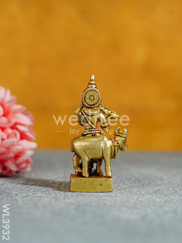 Brass Krishna with Cow - WL3932