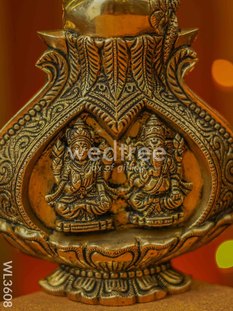 Brass Lakshmi Ganesha Kalash Wall Hanging - WL3608