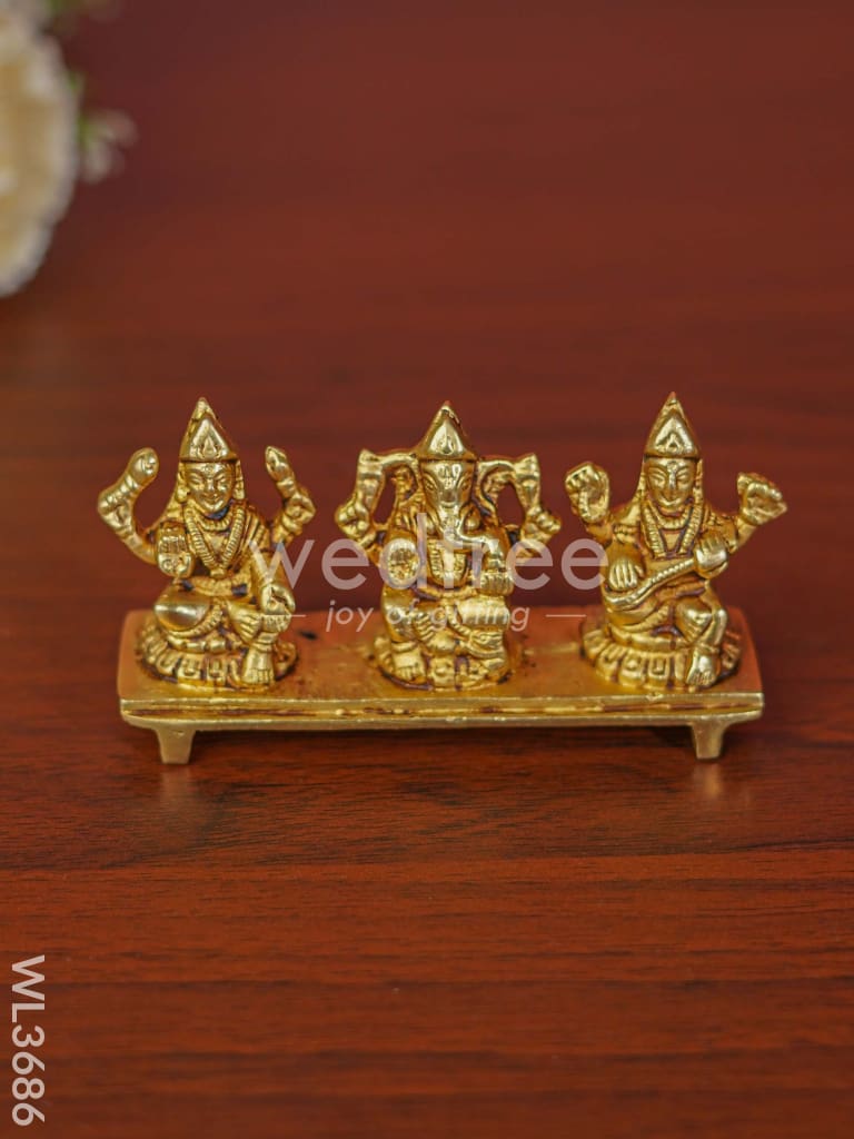 Brass Lakshmi Ganesha Saraswathi in Chowki - WL3686