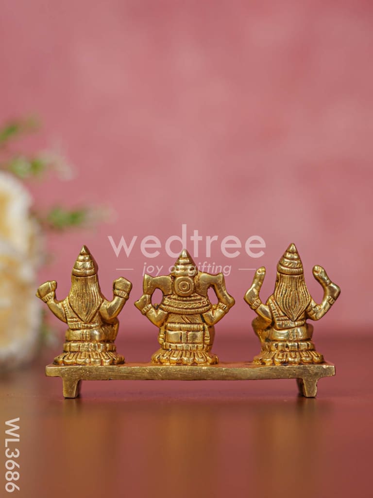 Brass Lakshmi Ganesha Saraswathi in Chowki - WL3686