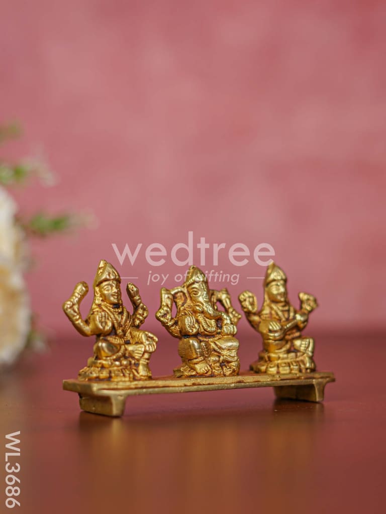 Brass Lakshmi Ganesha Saraswathi in Chowki - WL3686