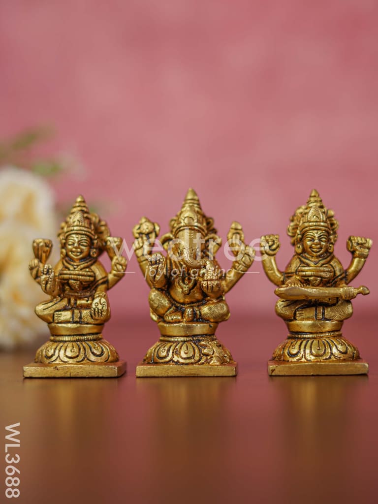 Brass Lakshmi Ganesha Saraswathi - Set of 3 - WL3688