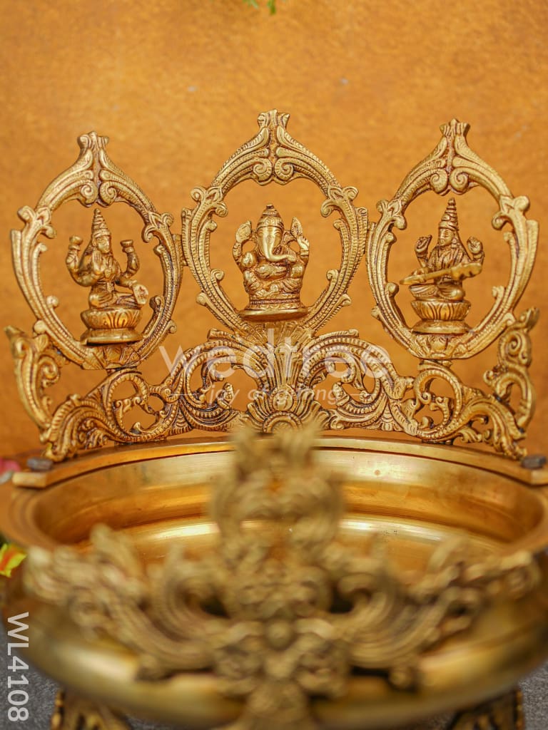 Brass Lakshmi-Ganesha-Saraswathi Urli - WL4108