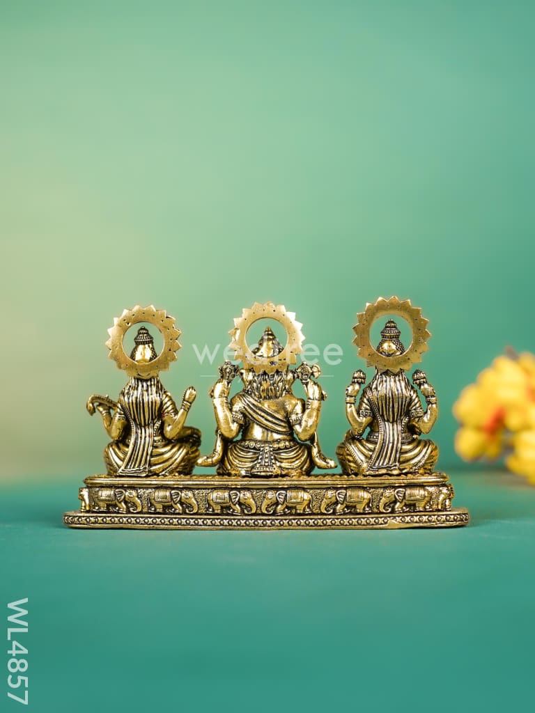 Brass Lakshmi Ganesha Saraswati Idol - 3 inch - WL4857