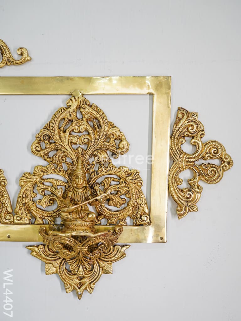 Brass Lakshmi Ganesha & Sarawathi frame with Antique Finish - WL4407