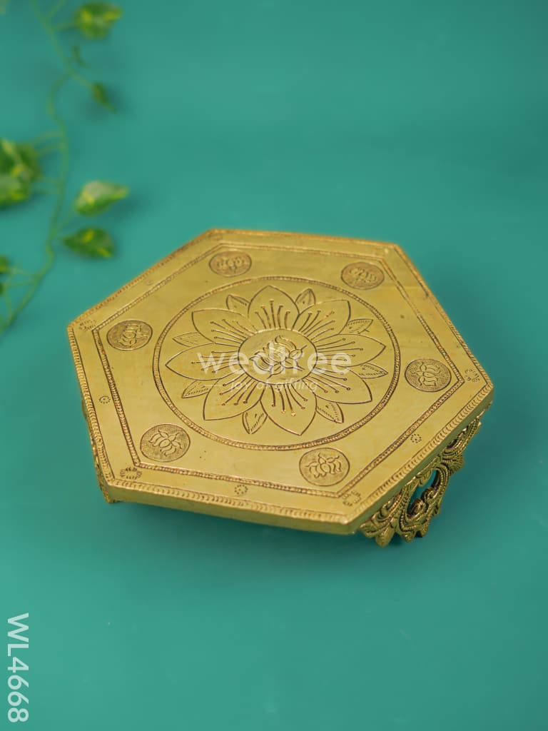 Brass Lotus Designed Chowki - WL4668