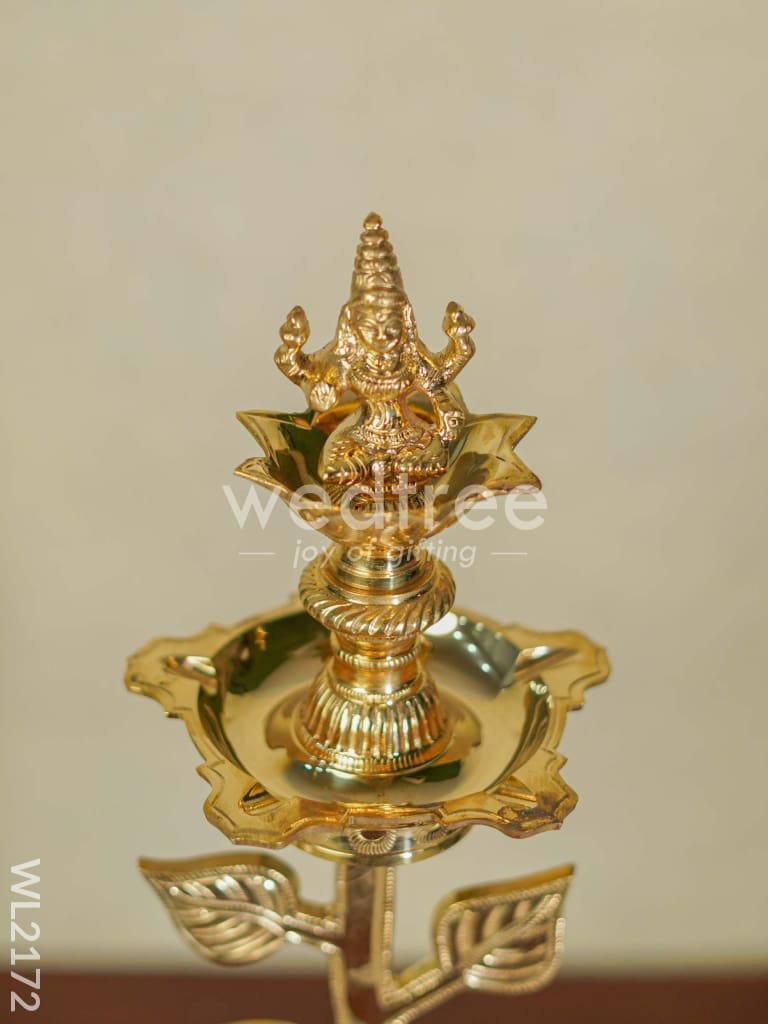 Brass Lotus Shape Kuthu vilakku with Lakshmi Five face Diya ( set of 2) - WL2172