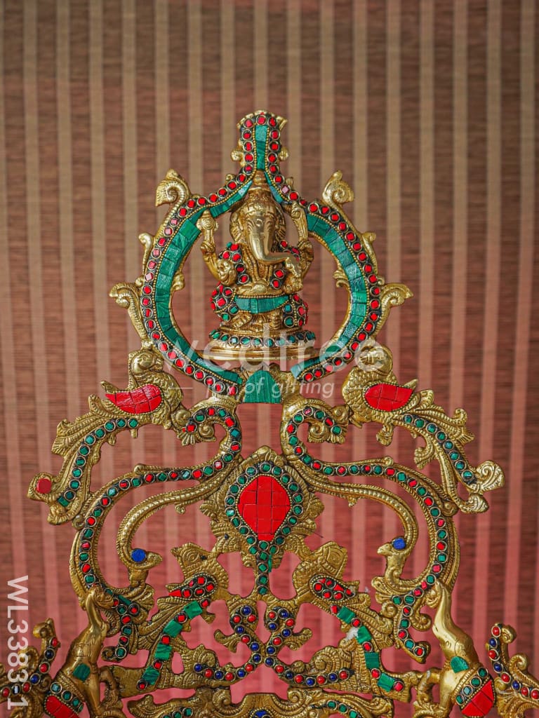 Brass Musical Ganesha Urli with Stone Work - WL3383-1
