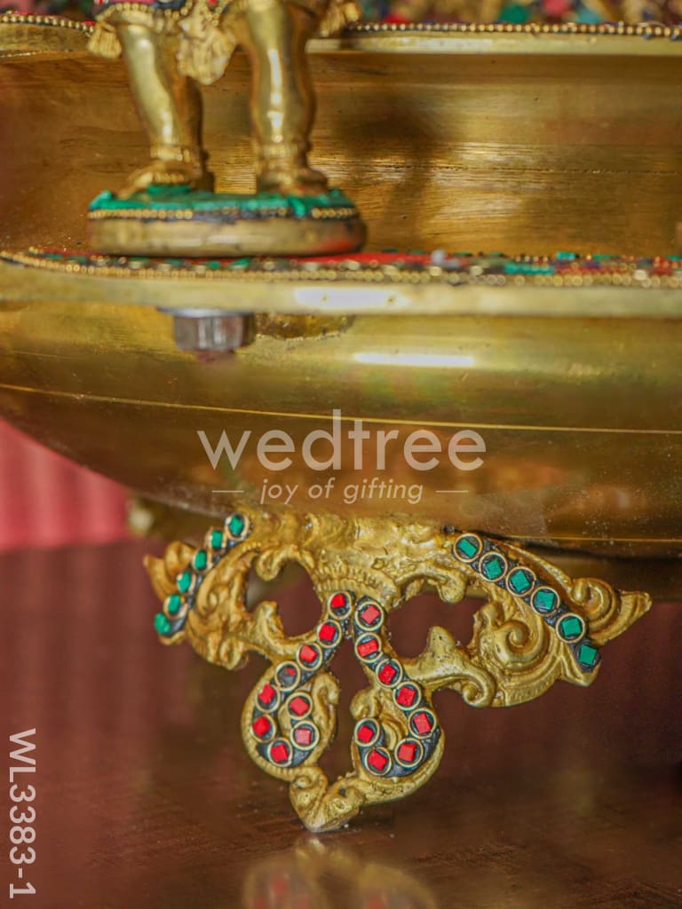 Brass Musical Ganesha Urli with Stone Work - WL3383-1