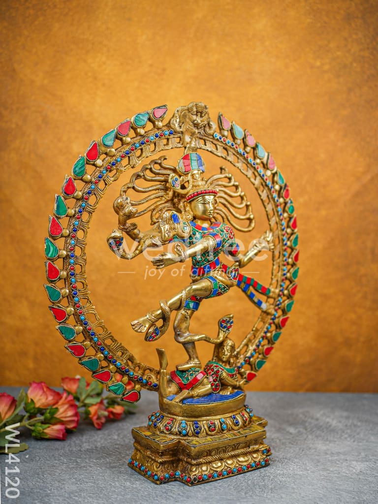 Brass Nataraja with Colourful Stonework - WL4120