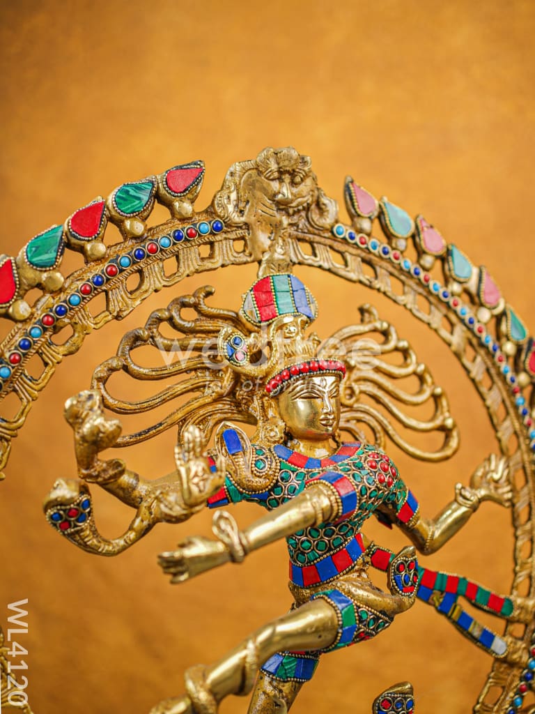 Brass Nataraja with Colourful Stonework - WL4120