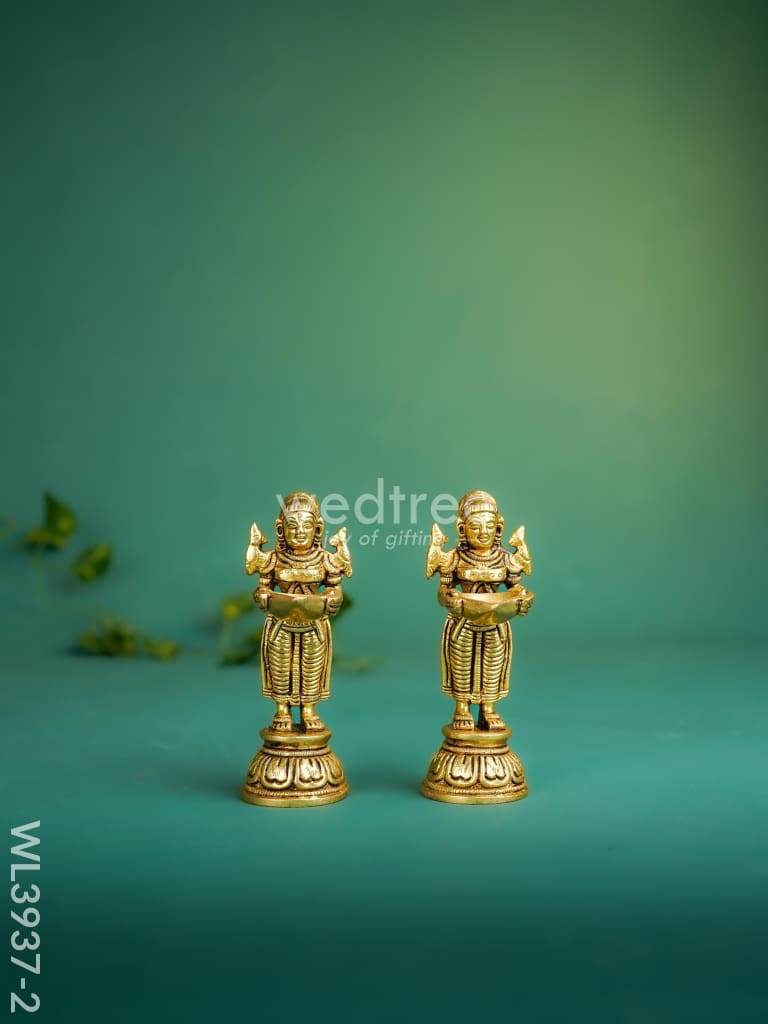 Brass Paavai Diya - Set of 2 - WL3937