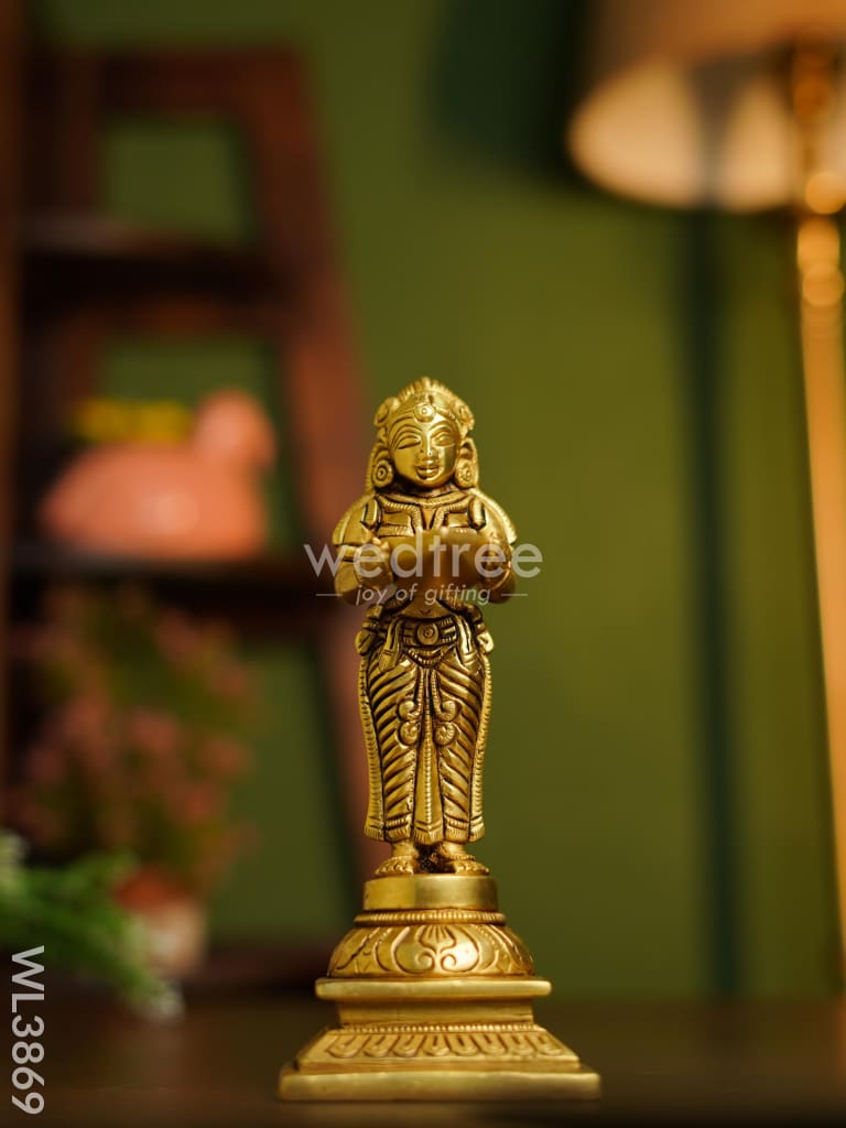 Brass Paavai Vilakku on Square Podium - WL3869