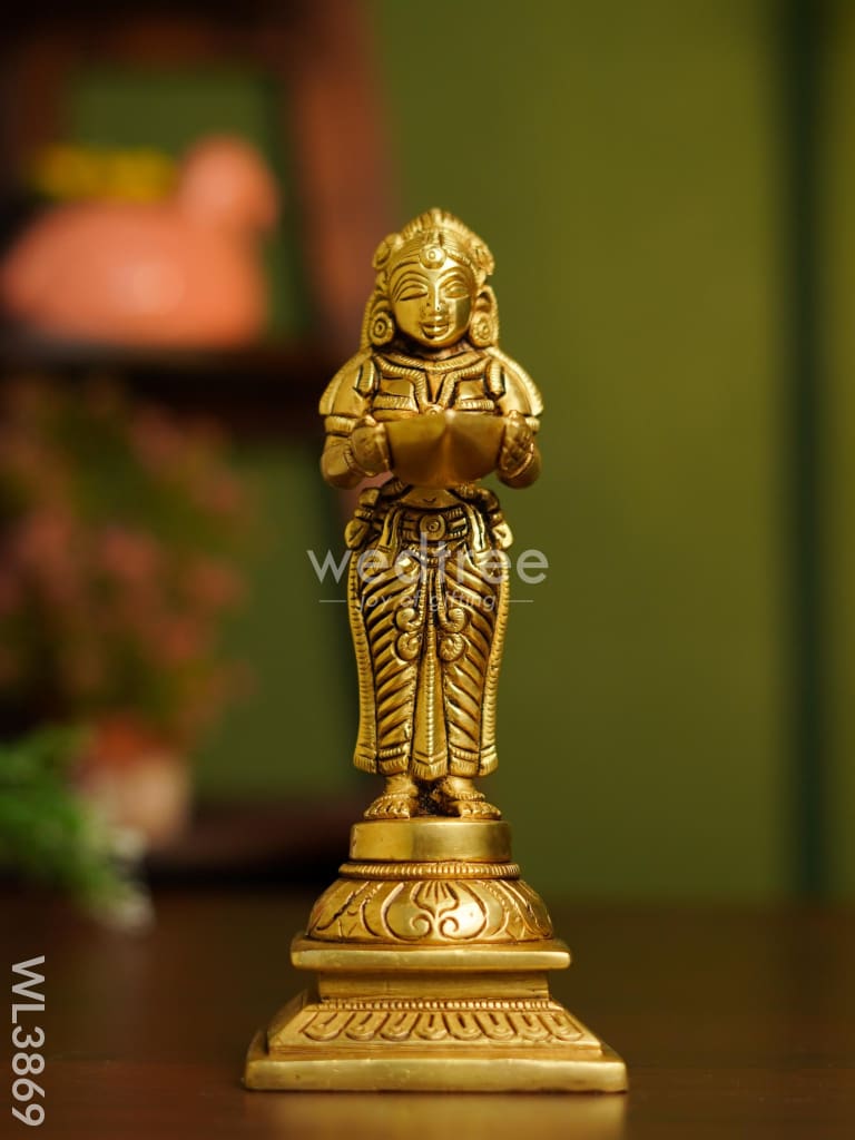 Brass Paavai Vilakku on Square Podium - WL3869