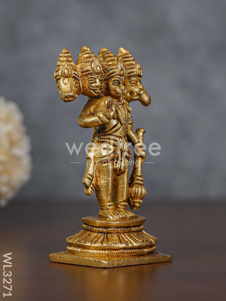 Brass Panchmukhi Hanuman - Brown Antique Finish - WL3271