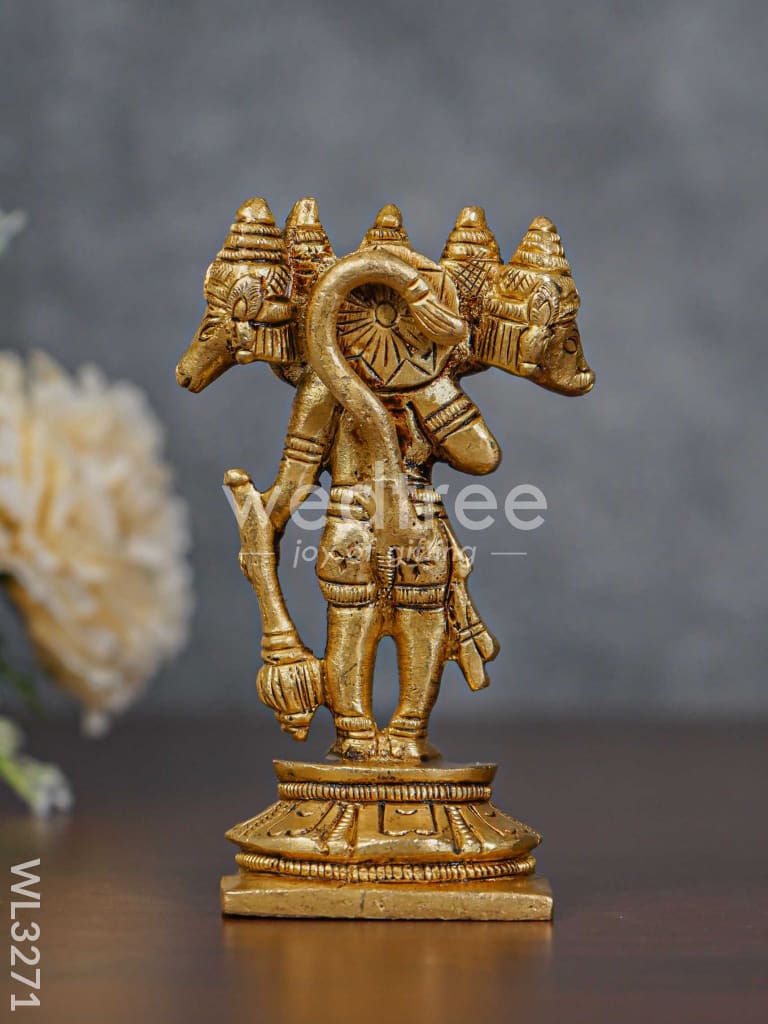 Brass Panchmukhi Hanuman - Brown Antique Finish - WL3271