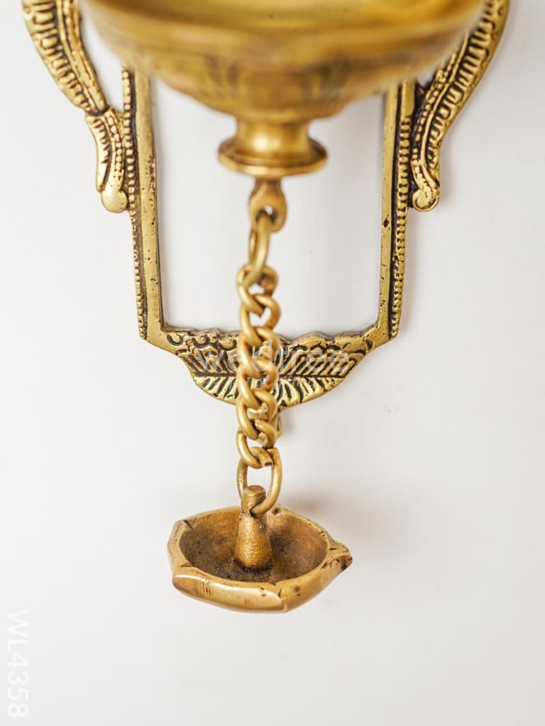 Brass Parrot Wall Hanging Diya with Single & Five Face Diya - WL4358