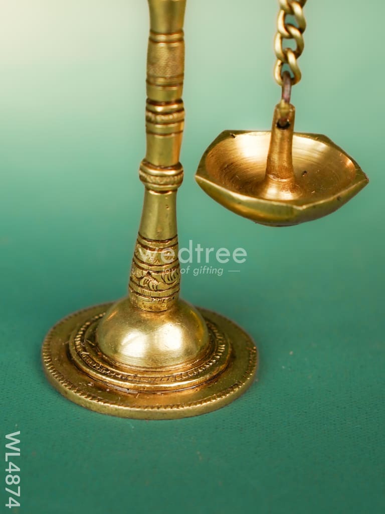 Brass Parrot with Diya - 7 inch - WL4874
