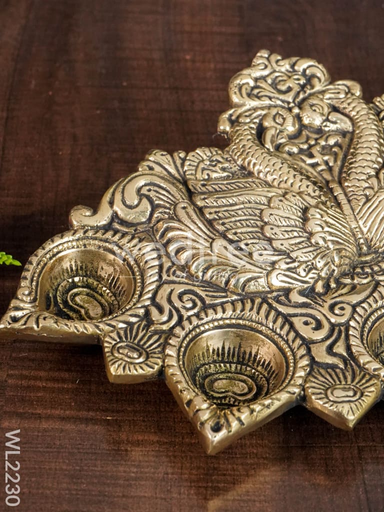 Brass Peacock 5 Face Aarti Diya - WL2230