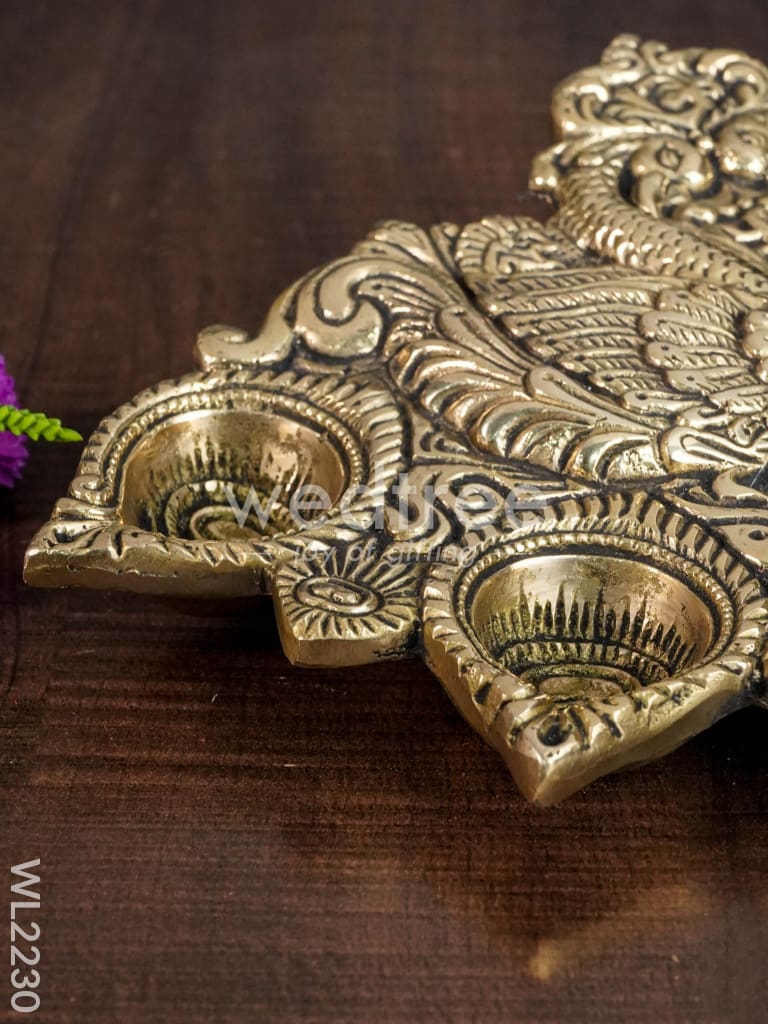 Brass Peacock 5 Face Aarti Diya - WL2230