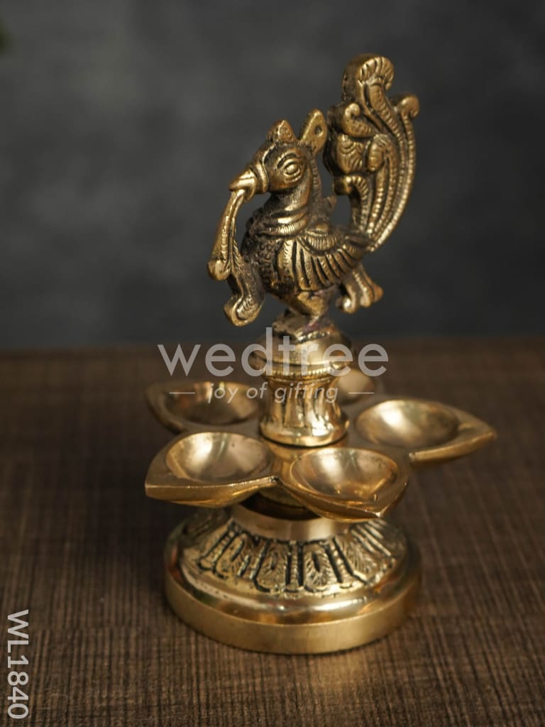 Brass Peacock 5 Face Diya - WL1840