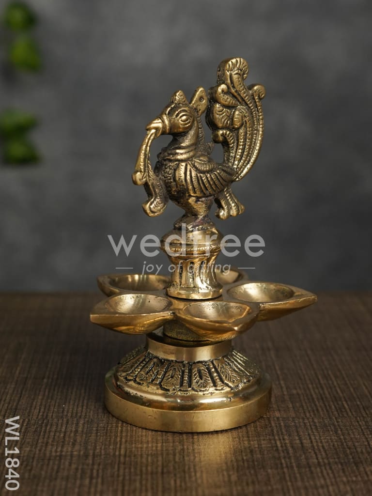 Brass Peacock 5 Face Diya - WL1840