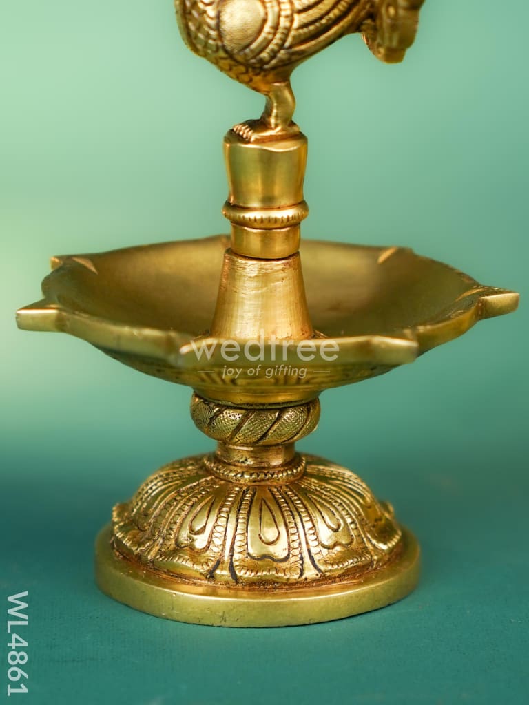 Brass Peacock Diya - 8 inch - WL4861