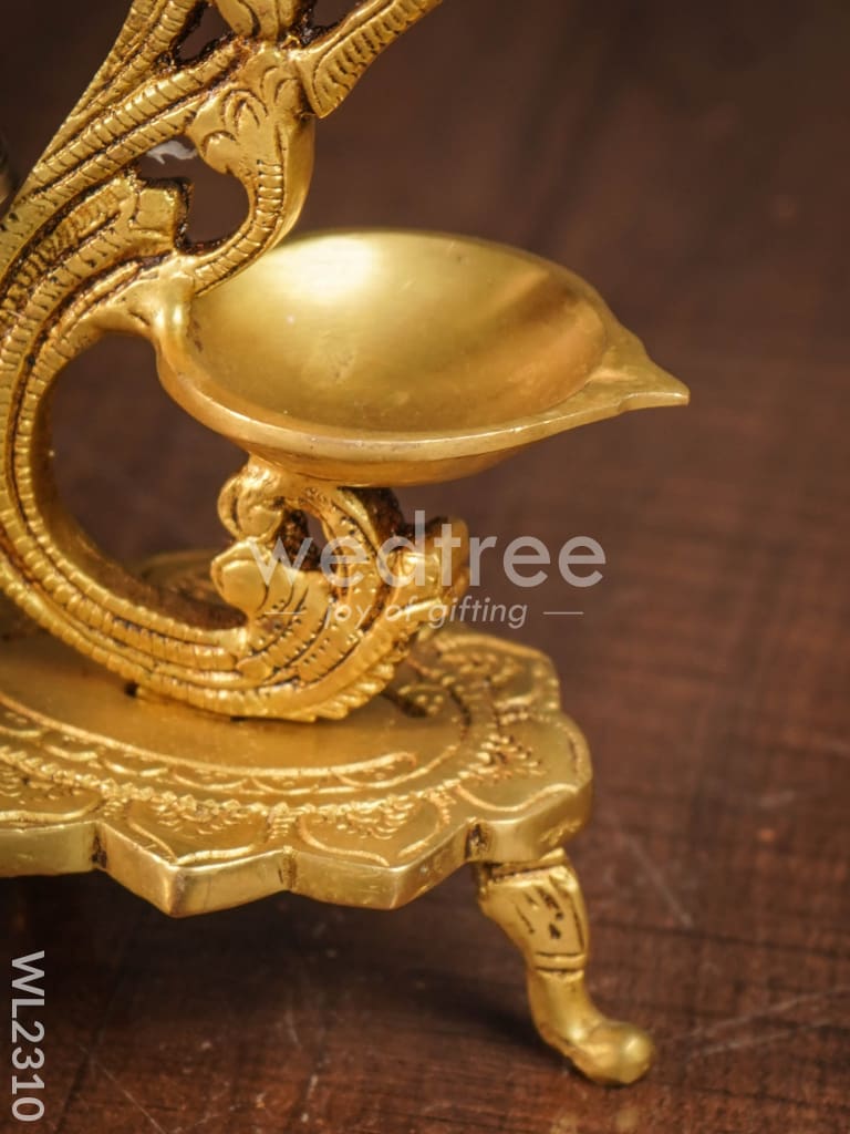 Brass Peacock Diya with Chowki - WL2310