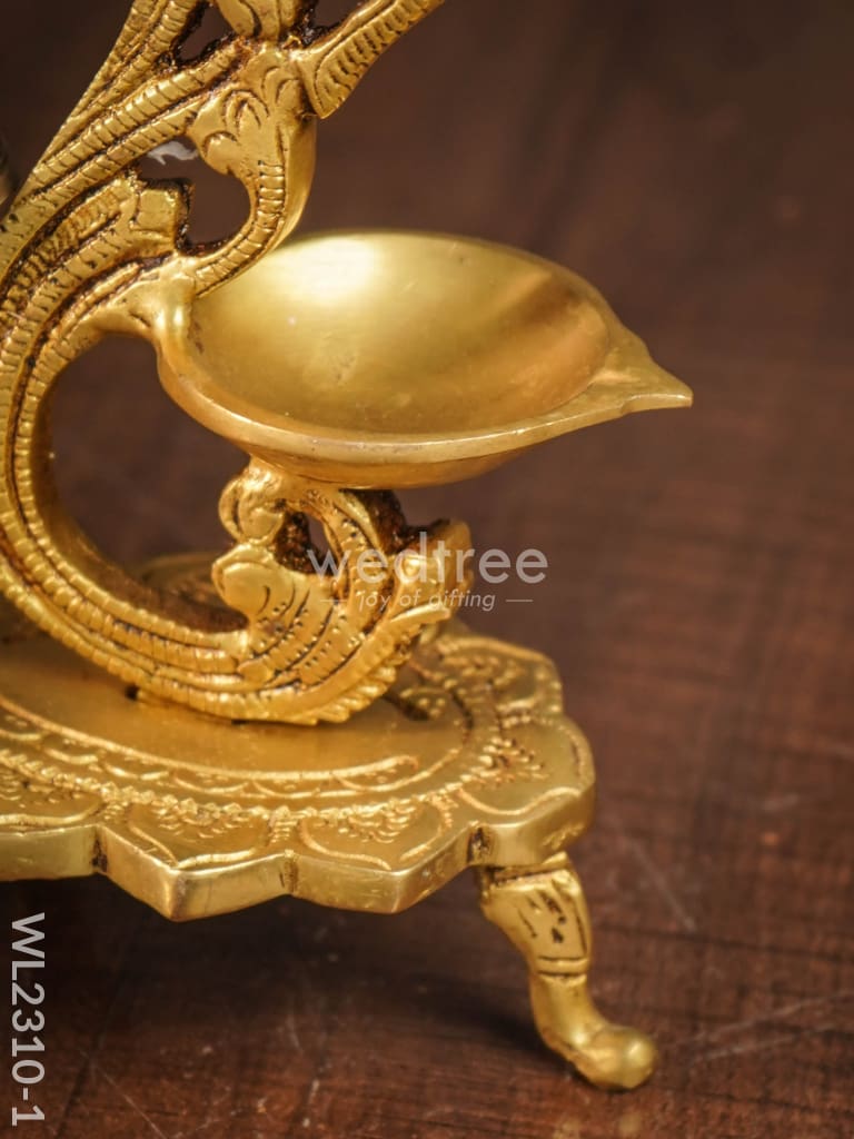 Brass Peacock Diya with Chowki - WL2310