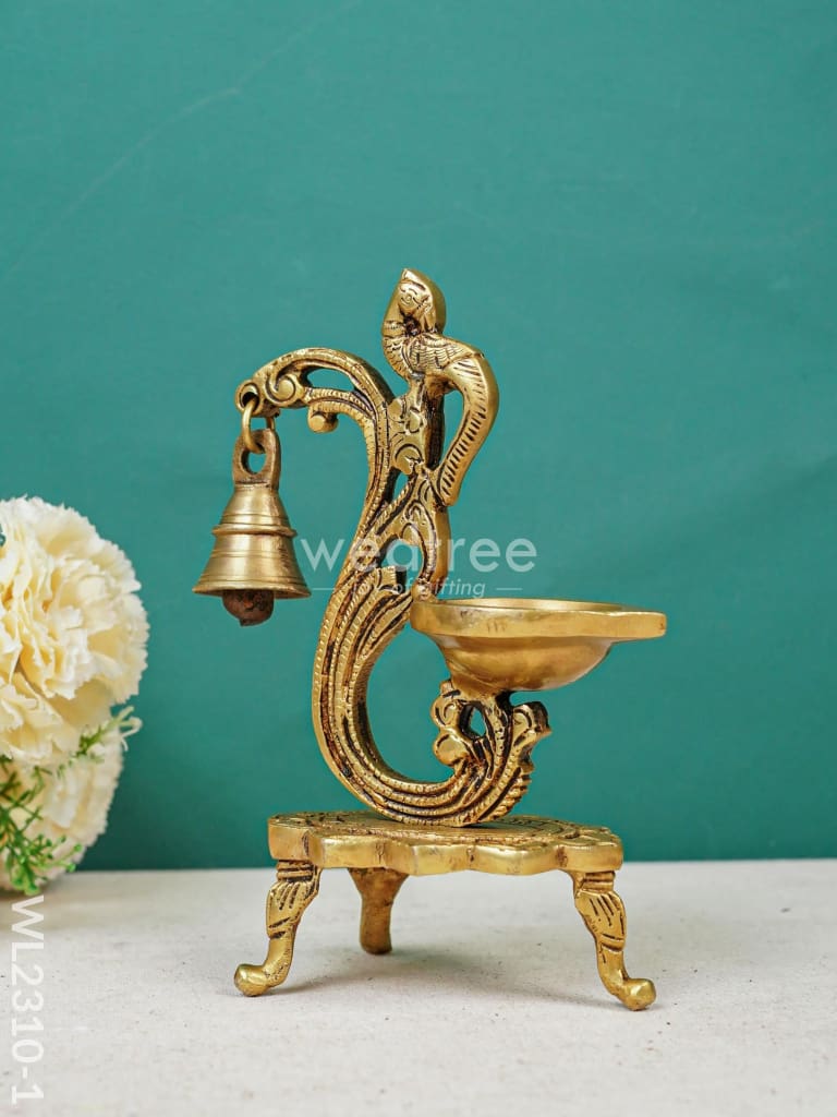 Brass Peacock Diya with Chowki - WL2310