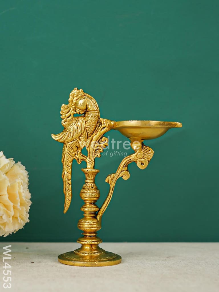 Brass Peacock Diya with Stand - WL4553