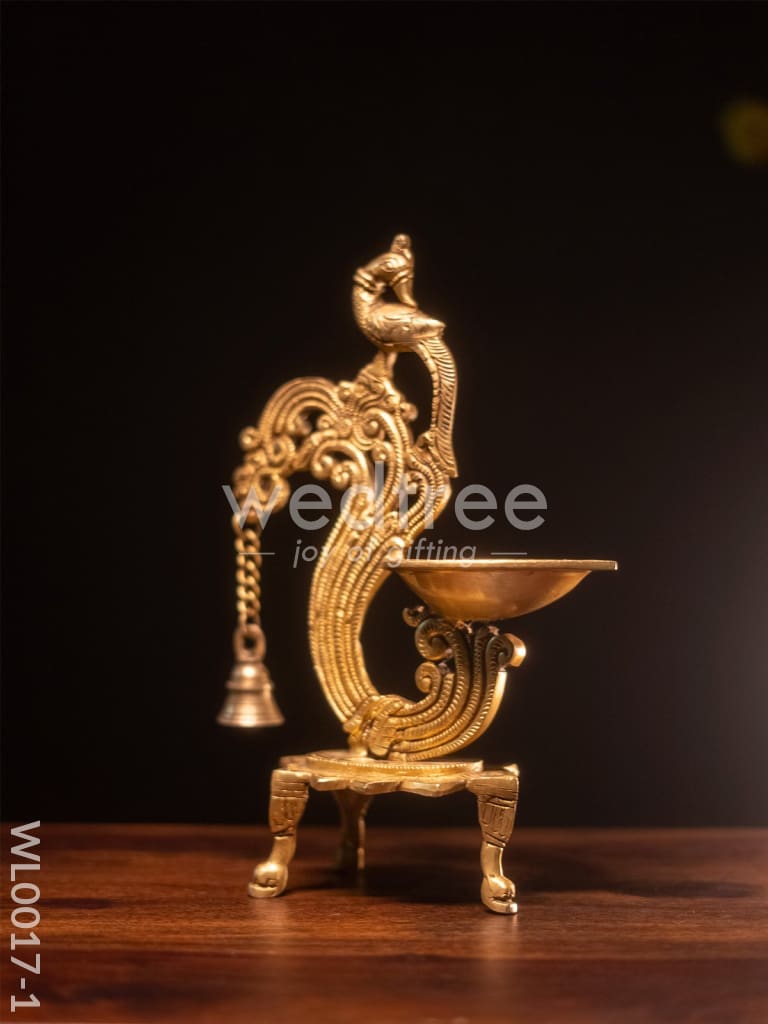 Brass Peacock Stand Diya - WL0017-1