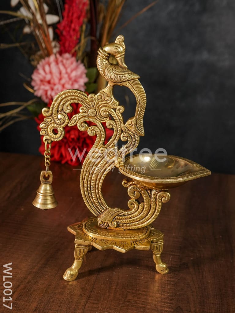 Brass Peacock Stand Diya - WL0017