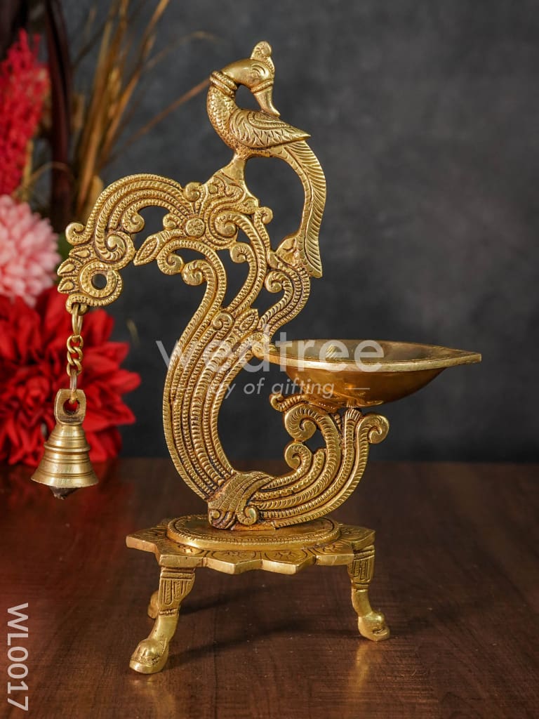 Brass Peacock Stand Diya - WL0017