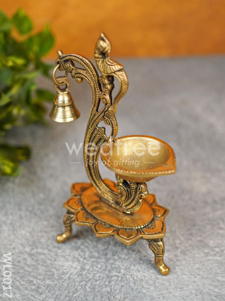 Brass Peacock Stand Diya - WL0017