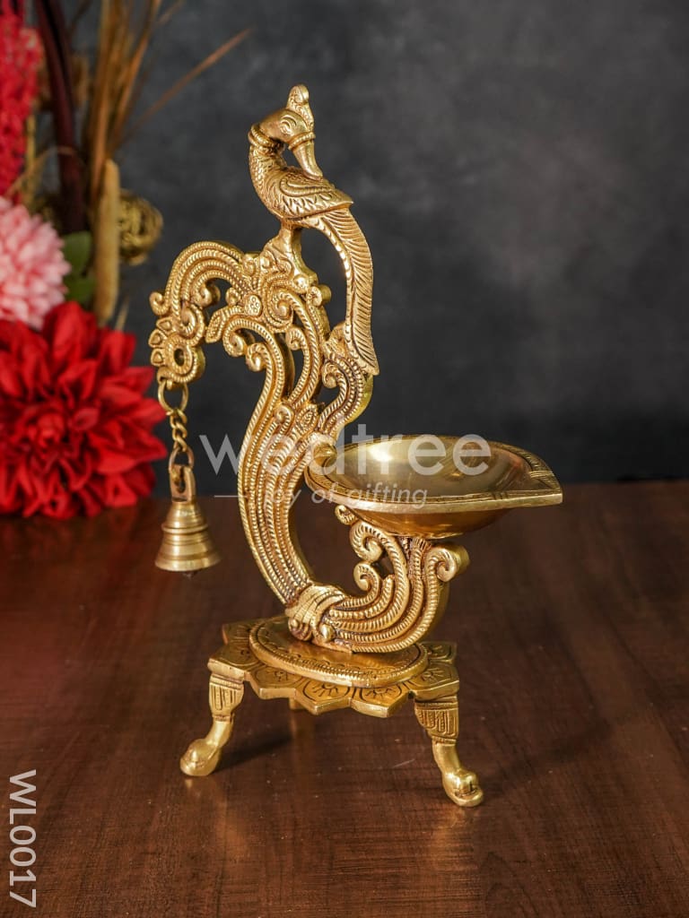 Brass Peacock Stand Diya - WL0017