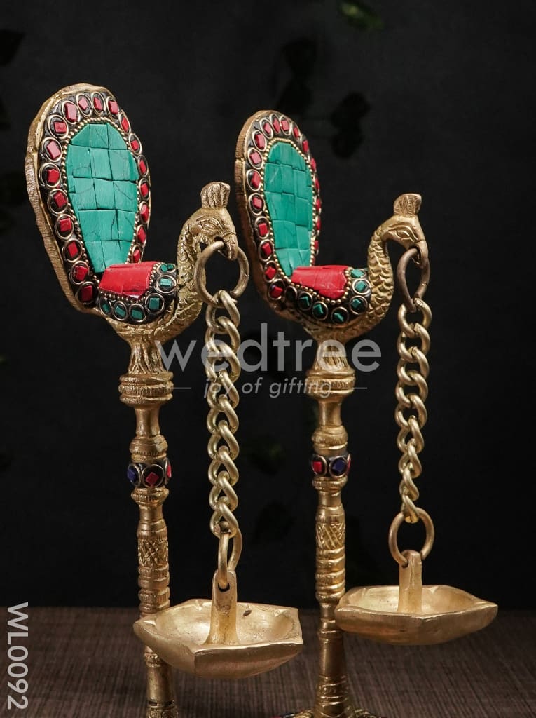 Brass Peacock Stand with Diya