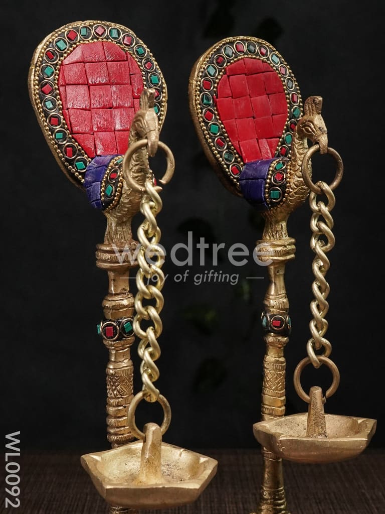 Brass Peacock Stand with Diya