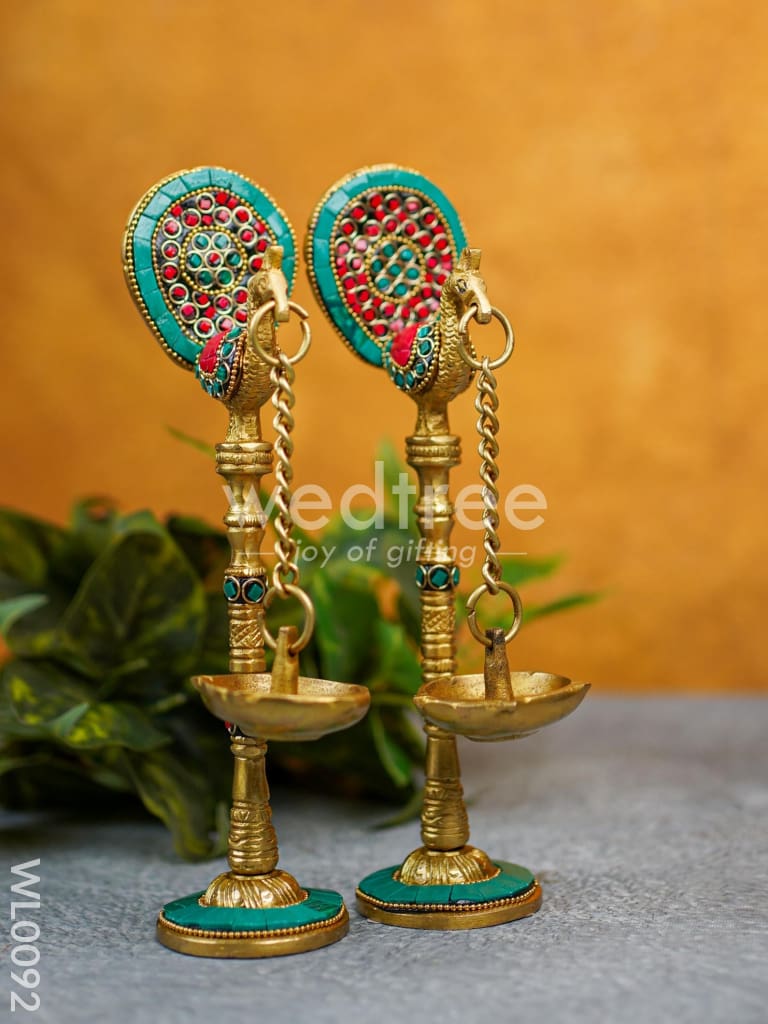 Brass Peacock Stand with Diya