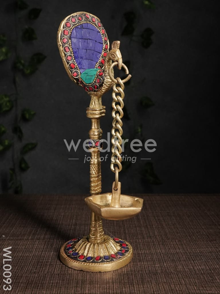 Brass Peacock Stand with Diya