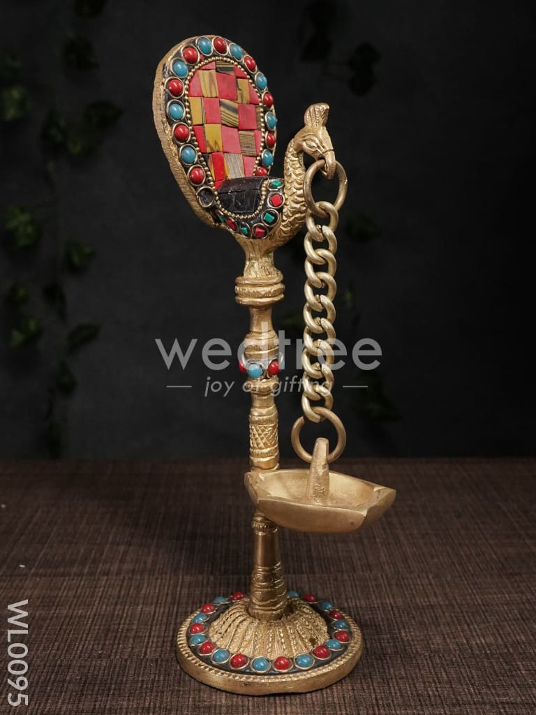 Brass Peacock Stand with Diya