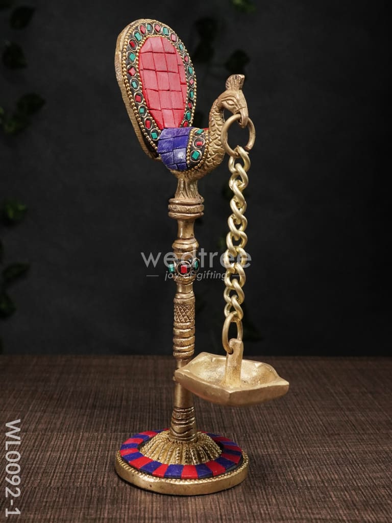 Brass Peacock Stand with Diya (Set of 2) - WL0092