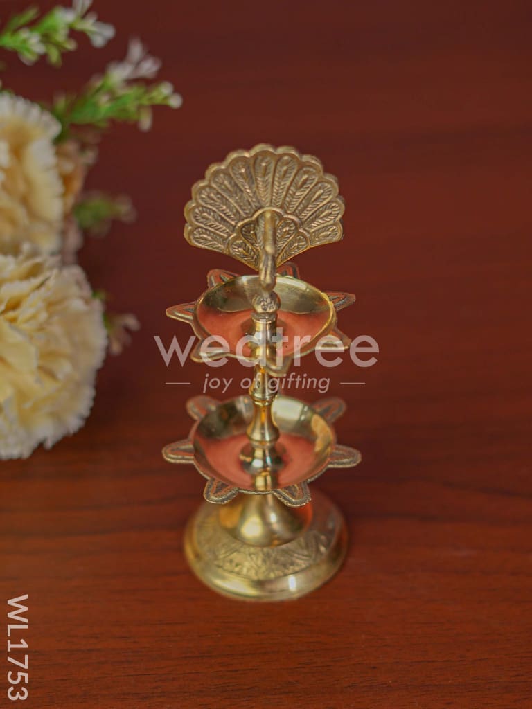 Brass Peacock Two Step Diya - WL1753