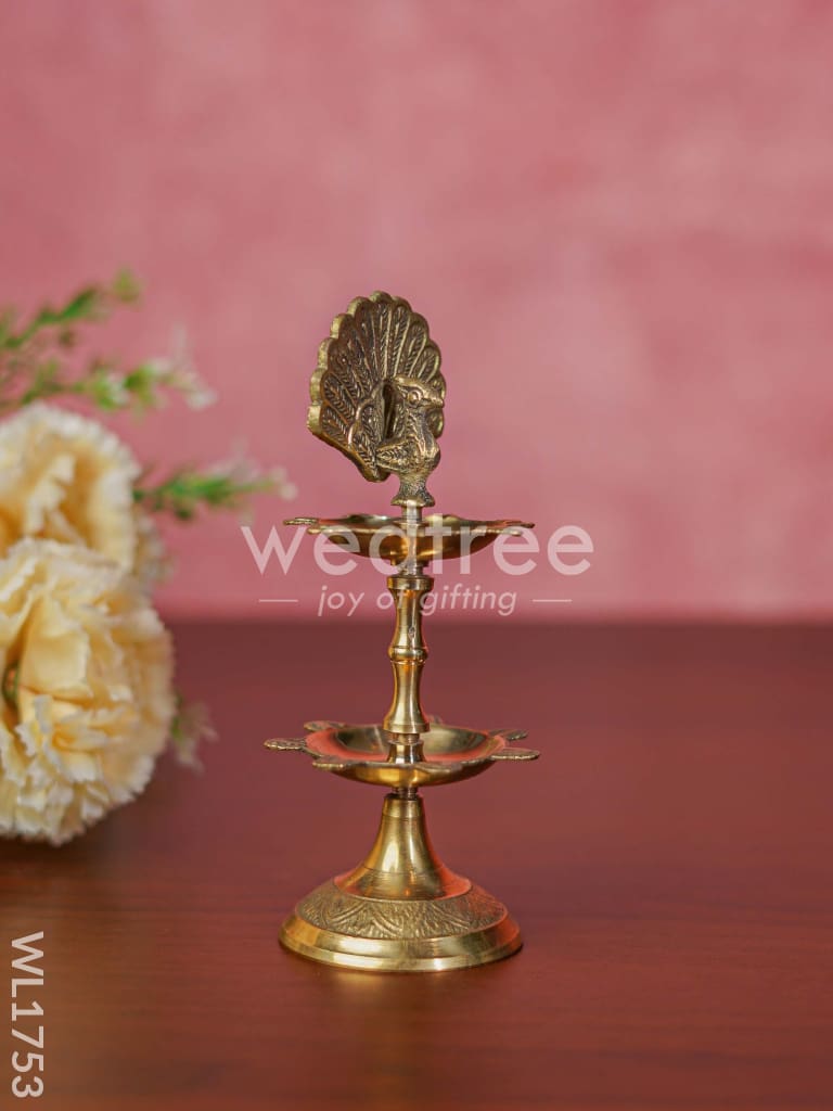 Brass Peacock Two Step Diya - WL1753