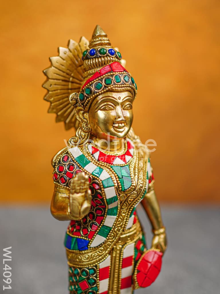 Brass Radha Krishna idols with Multicolour Stone Work - WL4091