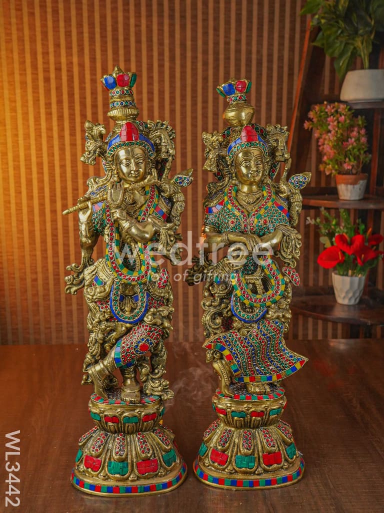Brass Radha Krishna - Set of 2 - WL3442